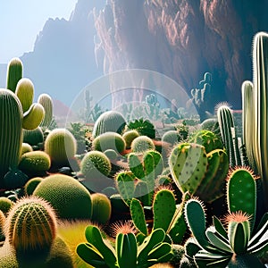 many cacti in a desert