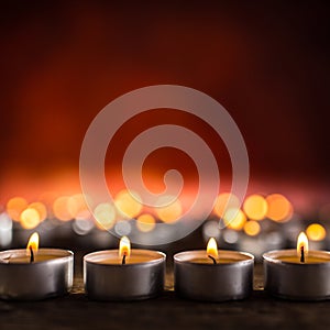 Many candles symolizing funeral religios christmas spa celebrati