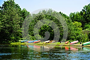 Many Canoes Across a Lake