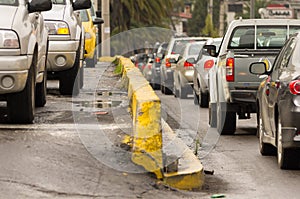 Many cars in street city concept of traffic