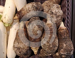 Many Cassava or Yam in the market