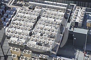 Many chillers air condition on the factory