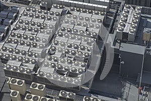 Many chillers air condition on the factory photo