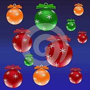 Many Christmas colored balls