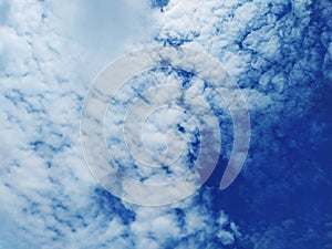 Many clouds on blue sky background