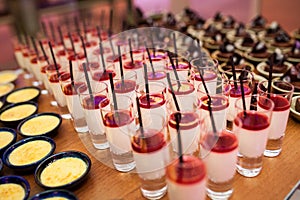 Many cocktails on table