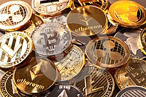 Coins of various cryptocurrencies