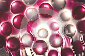 Many color abstract spheres in a fluid