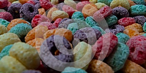 Many colored cereals in the shape of a wheel