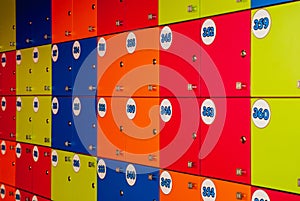 Many colored lockers