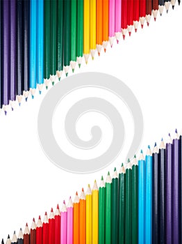 Many colored pencils lopsided putting