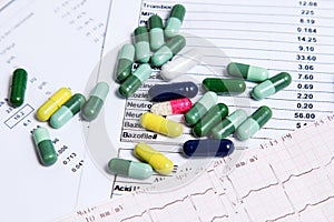 Many colored pills for effective treatment