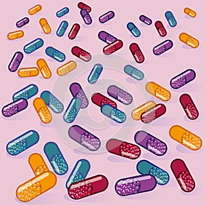 Many colored pills photo