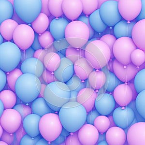 Many colorful balloons decorated wall as background