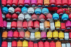 Many colorful chinese lanterns, China