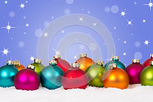 Many colorful Christmas balls background decoration with copyspa