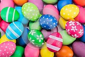 Many colorful easter eggs