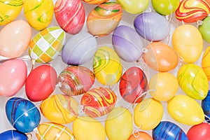Many colorful Easter eggs