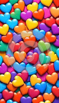many colorful hearts are arranged in a pattern photo