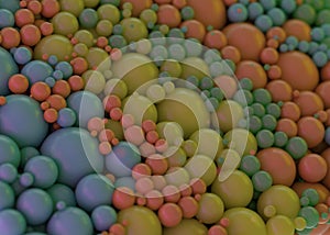 Many colorful plastic balls abstract background. 3D illustration