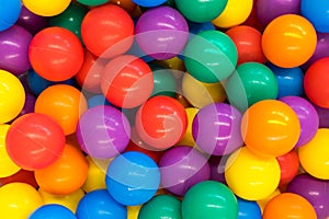 Many colorful plastic balls on playground