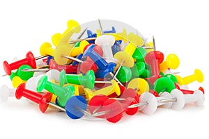 Many colorful push pins