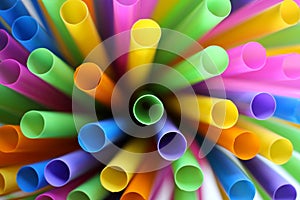 Many colorful straws as sign for heterogeneity or teamwork. photo