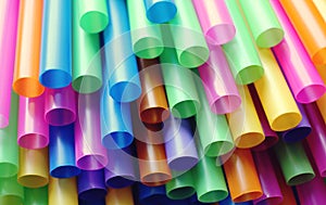 Many colorful straws as sign for heterogeneity or teamwork. photo