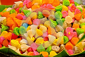 Many colorful sweets, candles