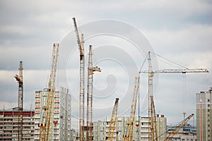 Many cranes on constraction site