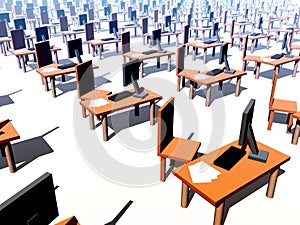 Many Desks With Chairs 1