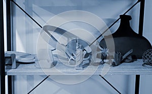 Many different art models from polyamide powder printed on 3D printer Technology