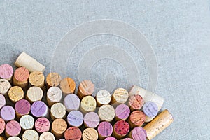 Many different close up wine corks with space for your text