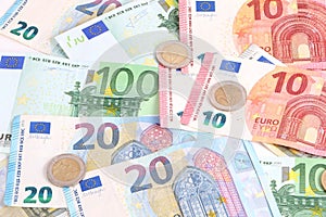 Many different euros in the studio photo