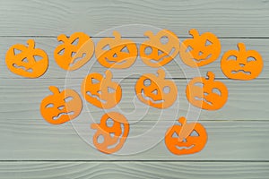 Many different halloween pumpkin paper silhouettes