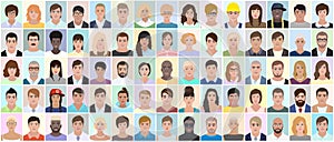 Many different people, portrait, vector photo