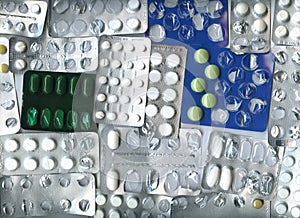 Many different pills and bg medicines, vitamins, supplements, antibiotic