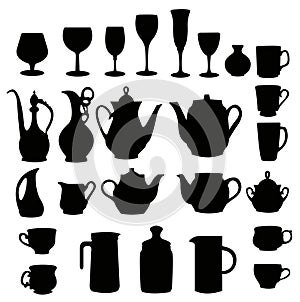 Many different tableware silhouette
