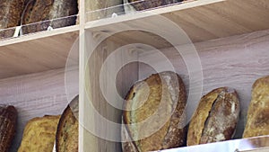 many different types of bread. Wholegrain, round, rolls and loaves