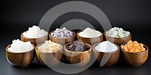 Many different types of sugar. Concept of food products. Generative AI