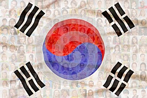 Many diverse faces on South Korea national flag