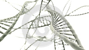 Many DNA chains close up on the light background