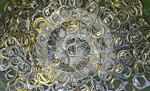 Many drink can pop tabs