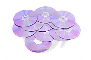 Many DVD's isolated on the white