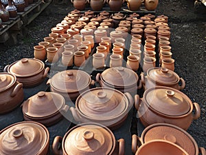 Many earthenware jugs for wine are sold. Georgia