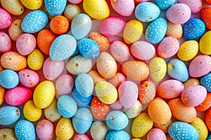 Many Easter eggs as a background, top view. Easter concept