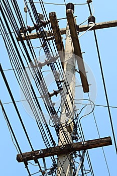 Many electrodes and telephone lines.