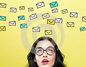 Many emails with young woman