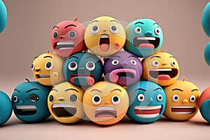 Many emoji Face Screaming in Fear. A yellow face screaming in fear, depicted by wide, white eyes, a long, open mouth, generative