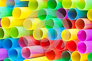 Many ends of multicoloured plastic drinking straws